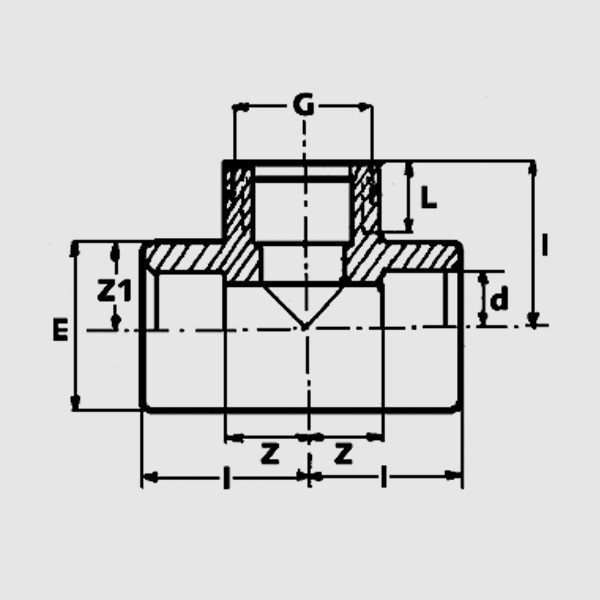 Тройник 90° ПВХ d40 с внутренней резьбой 1 1/4 PN10