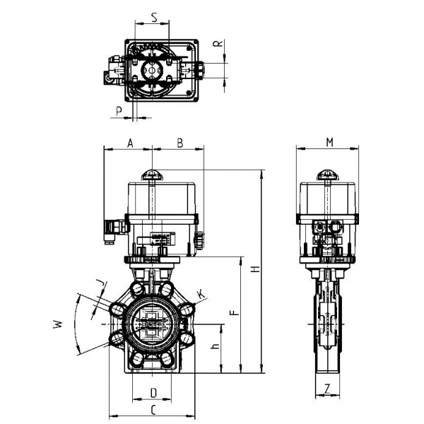 Кран-бабочка K4 DN125ПВХ фланц.соед 140-5