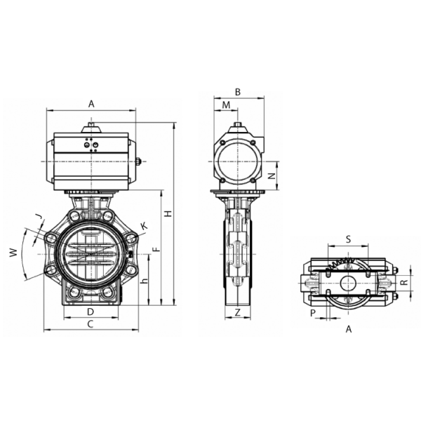 Кран-бабочка K4 DN65 ПВХ фланц.соед 75 - 2 1/2