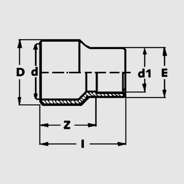 Редуктор ПВХ d 12-10-8 PN16, конический