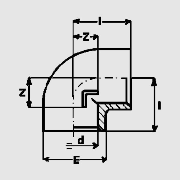 Угол 90° ПВХ d32 PN16